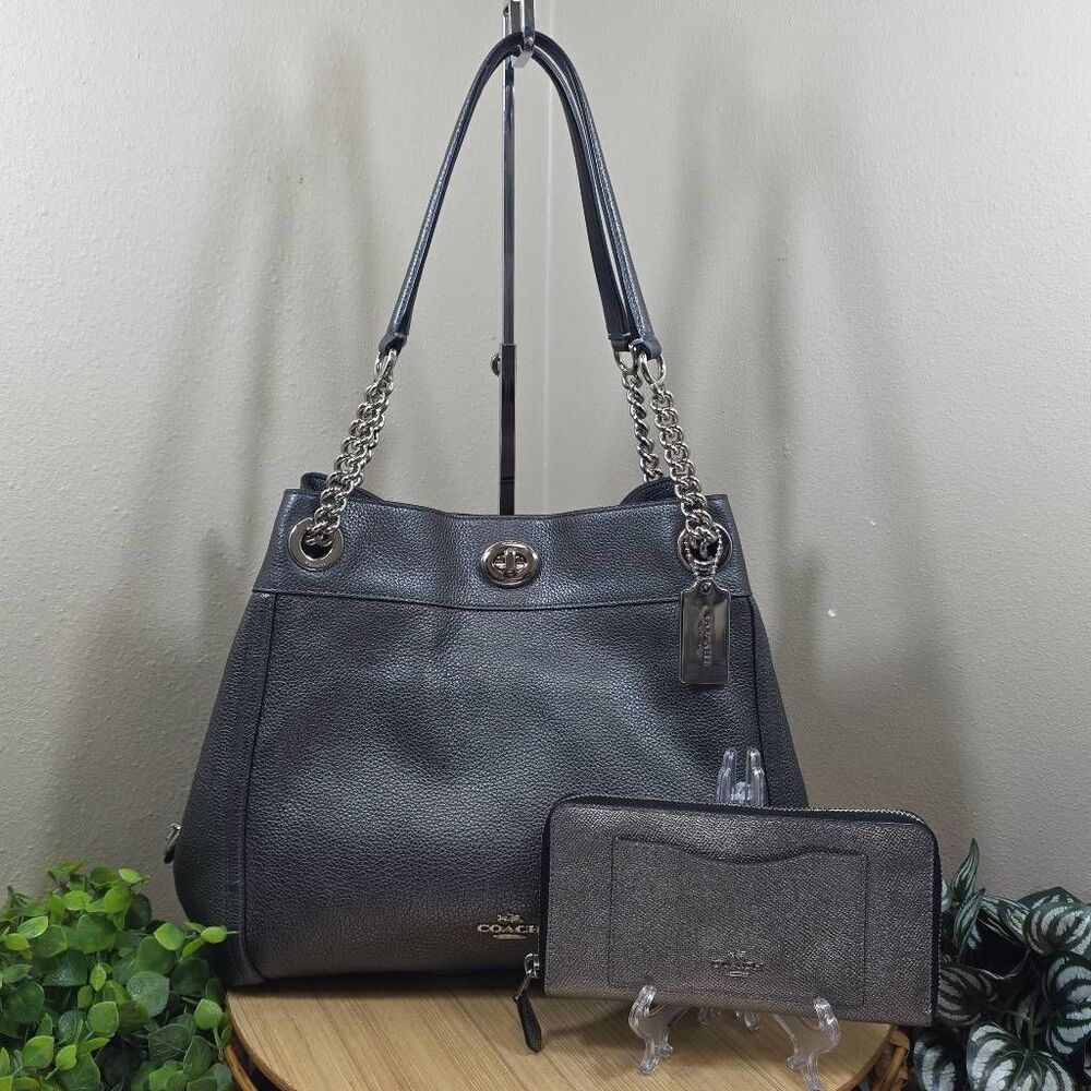 Coach Turn-Lock Edie Shoulder Bag with Matching Wallet
